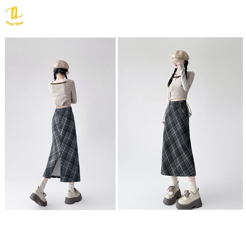 TINO TINO - Rok Highwaist Flare Plaid H1621 Skirt Higwaist Pattern Korean style Casual Kain Nyaman Simple 6