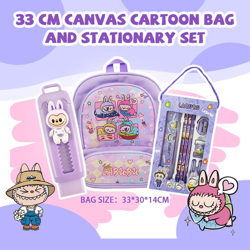 33cm Tadika Beg Sekolah Labub Canvas Cartoon Backpack For Kindergarten ...