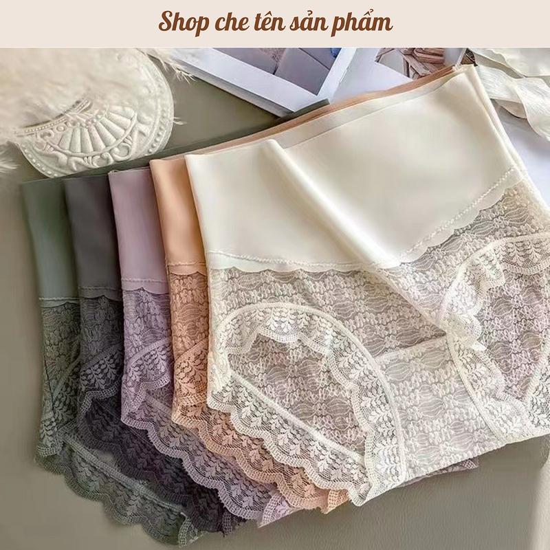 Set 3 Set 5 Quần Lót Su Lụa Kết Kết Hợp Ren Cao Cấp, Cạp Cao, Gen Bụng, Tàng Hình, Quyến Rũ 6332 Nữ Women Nhung Voi quần lót