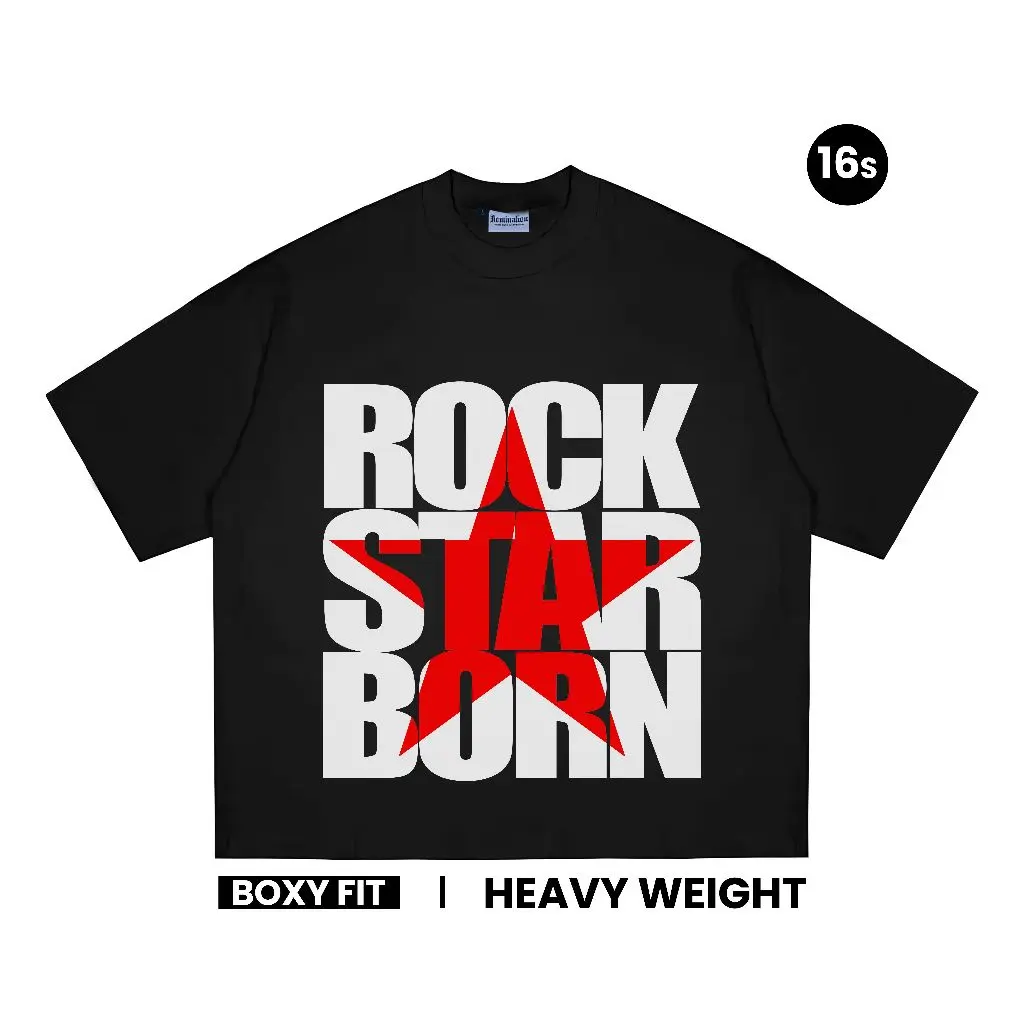 Domination Labs Boxy T-shirt 16s Oversized Kaos Heavyweight Rock Pria Wanita Crew-neck fashion unisex T-shirt Menswear Top