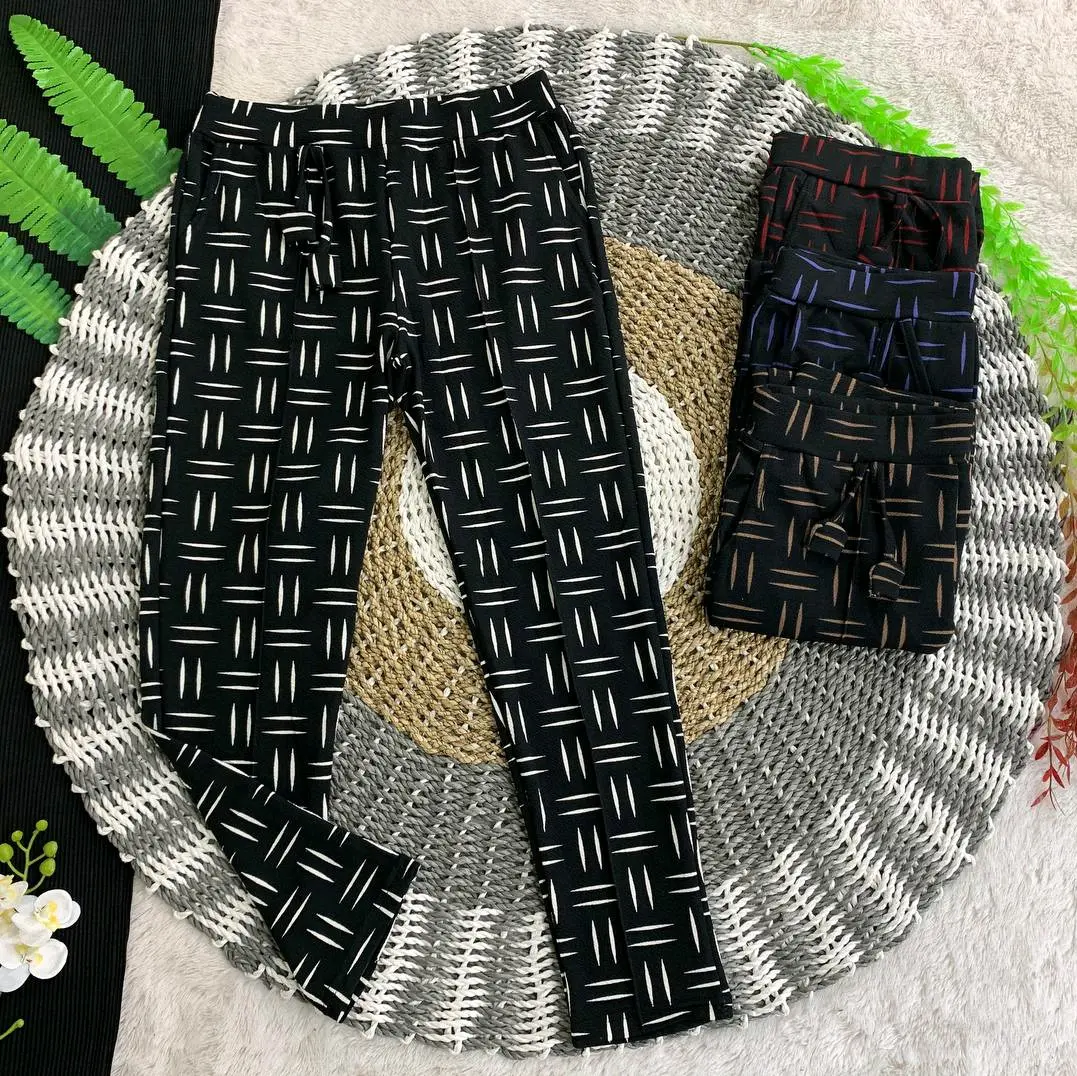 CELANA JUMBO PANJANG WANITA BAHAN MELAR MODEL TERBARU CELANA KOTAK KOTAK BIG SIZE WANITA TARTAN Crepe Hitam