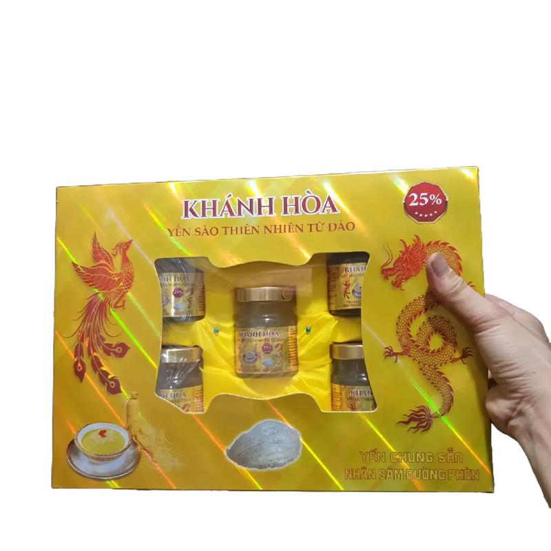 1 hộp yến sào khánh hoà có túi xách loại 25% yến siêu ngon loại yến chưng đường phèn