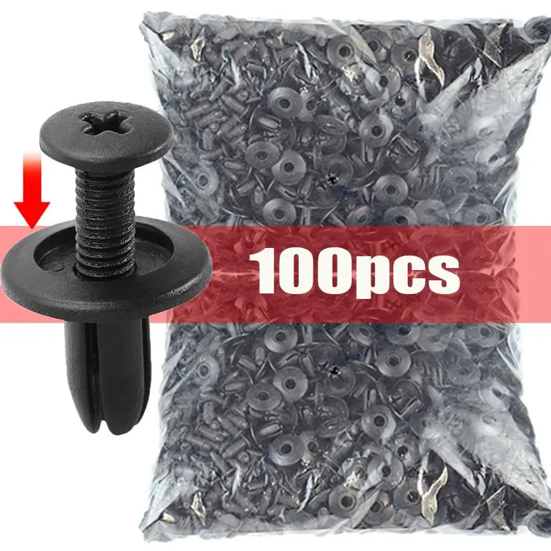 8mm Plastic Rivets Fasteners Screw, Car Bumper Fender Black Rivet, Car Fastener Clips for Toyota Focus Kia Nissan Yamaha 3