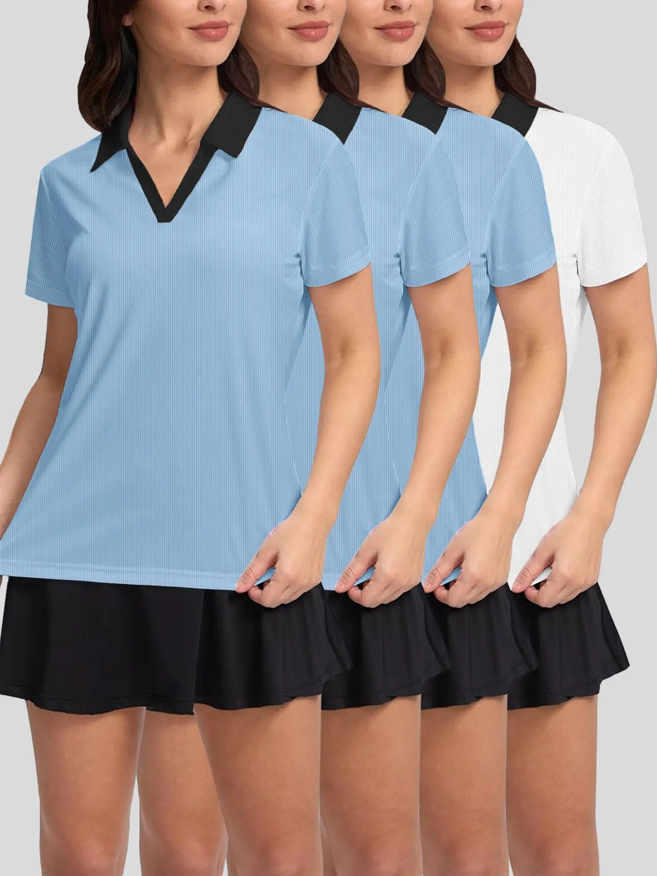 Women's Solid Color Polo Shirt, Casual Short Sleeve Collared T-Shirt for Summer, Ladies Clothes for Daily Wear