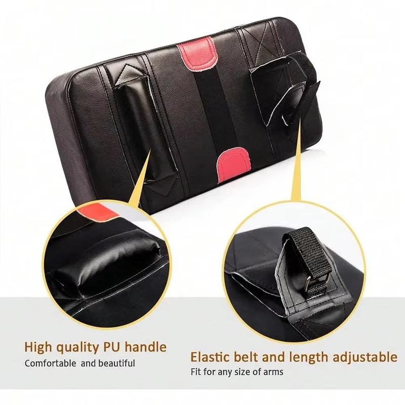 Product Introduction of New PU Leather Taekwondo Kick Pad Adjustable Strap Ergonomic Grip Boxing Punching Bag Curved Kick Shield for Fitness Training 16