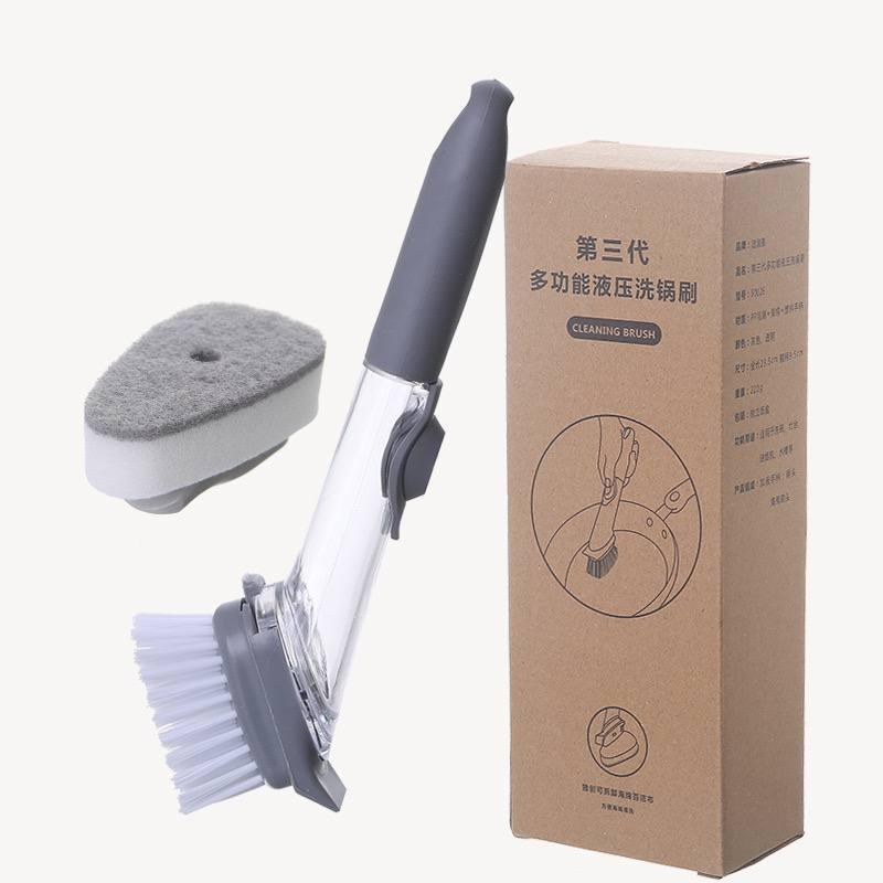 Bàn Chải Cọ Rửa Chén Bát Xoong Nồi, Chà Rửa Đa Năng 2in1 Có Chỗ Đựng Nước Rửa Chén 3