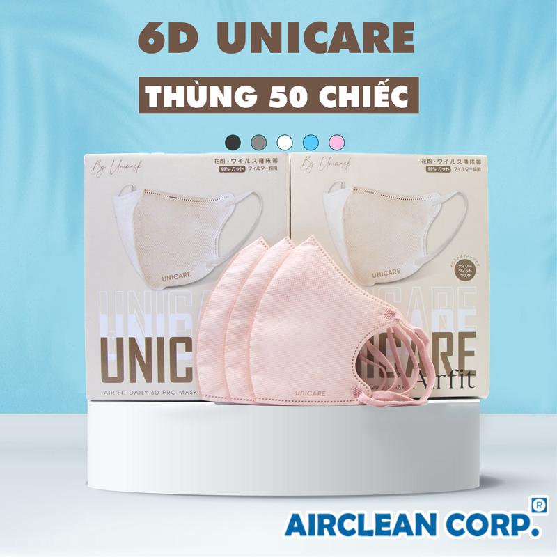 6D UNICARE - Thùng 50 Chiếc Khẩu Trang Kháng Khuẩn Chống Bụi Mịn