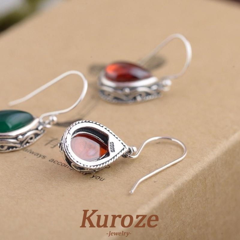 Kuroze New Style Drop-Shaped Vintage Vintage Ethnic Style Ancient Silver Tibetan Earrings 5