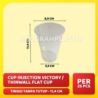 Gambar Cup Injection Victory /Gelas plastik Polos / Thinwall Flat Cup Victory - 14 OZ + TUTUP, Doff ( Frosted) dari Anugrah Plastik_NEW Kota Surabaya 4 Tokopedia