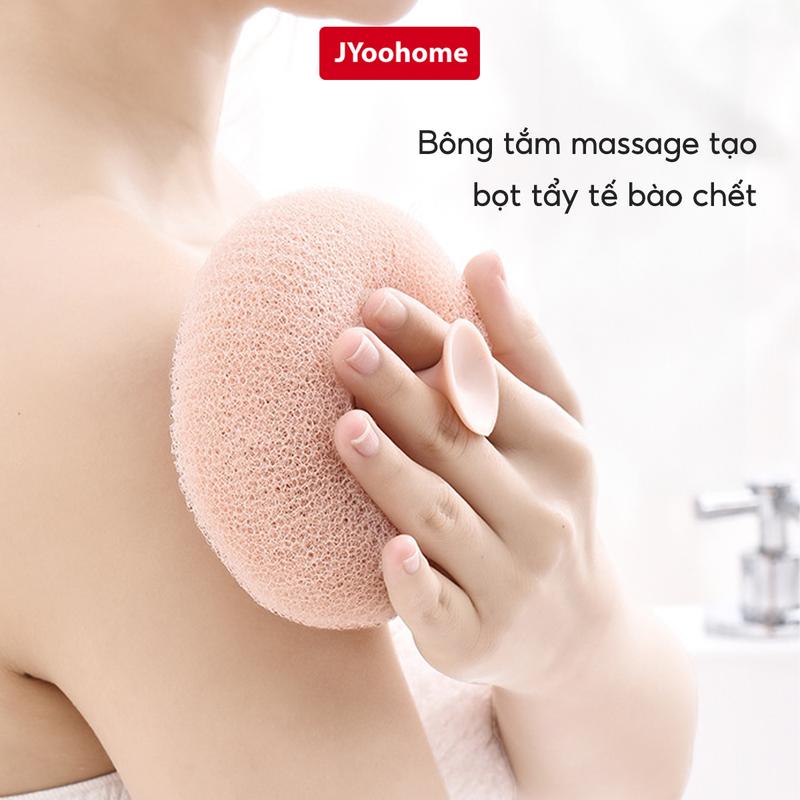  COMBO 3 Bông tắm tròn tạo bọt tẩy tế bào chết JYoohome Bông tắm xơ mướp 3D giúp mát xa cơ thể khi tắm B01 Làm Đẹp Da Bàn Chải 