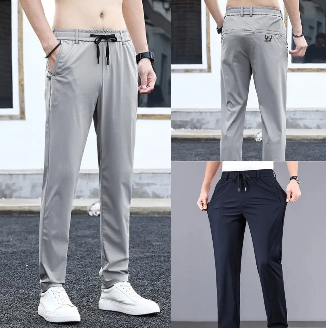 Quần Nam Qa Vải Gió Giãn(Loại đẹp) Co Giãn,túi khóa Cạp Chun, Dây Rút, Phong Cách Thời Trang Hàn Quốc 4 Mùa.