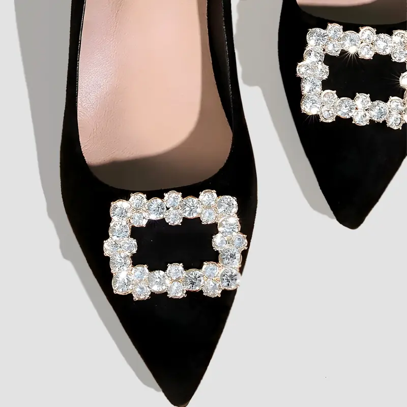 Sepatu Wanita Pantofel High Heels Motif BERLIAN Hitam Putih 6