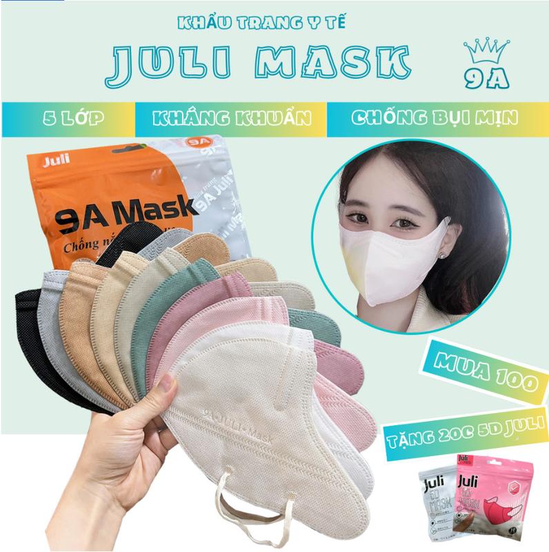 [ Mua 100 tặng 20 chiếc 5D ] Khẩu trang 9A JULI MASK 5 lớp dày dặn, Chống nắng toàn diện, Mẫu Mới 2024