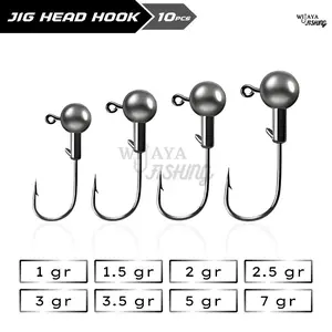 WF [10 Pcs] Jig Head Kail Soft Lure Timah Pemberat Hook Kepala Bulat 1 | 1.5 | 2 | 2.5 | 3 | 3.5 | 5 | 7 gr Wijaya Fishing Umpan Ikan Pancing Laut Joran