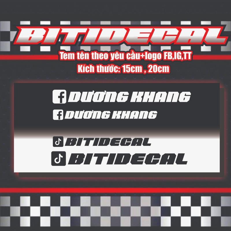  Tem tên theo yêu cầu +logo fb,TT,IG 