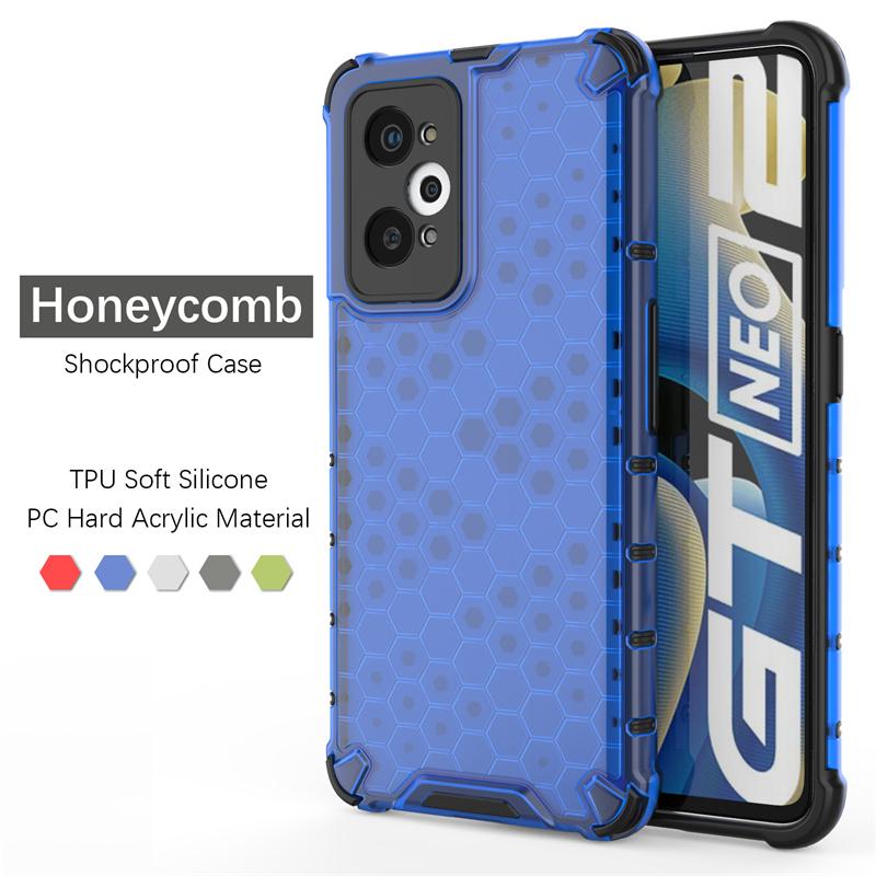 Vỏ chống sốc cho OPPO K9 Realme GT2 Neo Neo2 Neo3 2T Q3 Q5 Pro 5G Explorer Master, vỏ tổ ong trong suốt, TPU, viền silicon mềm, nắp lưng cứng PC