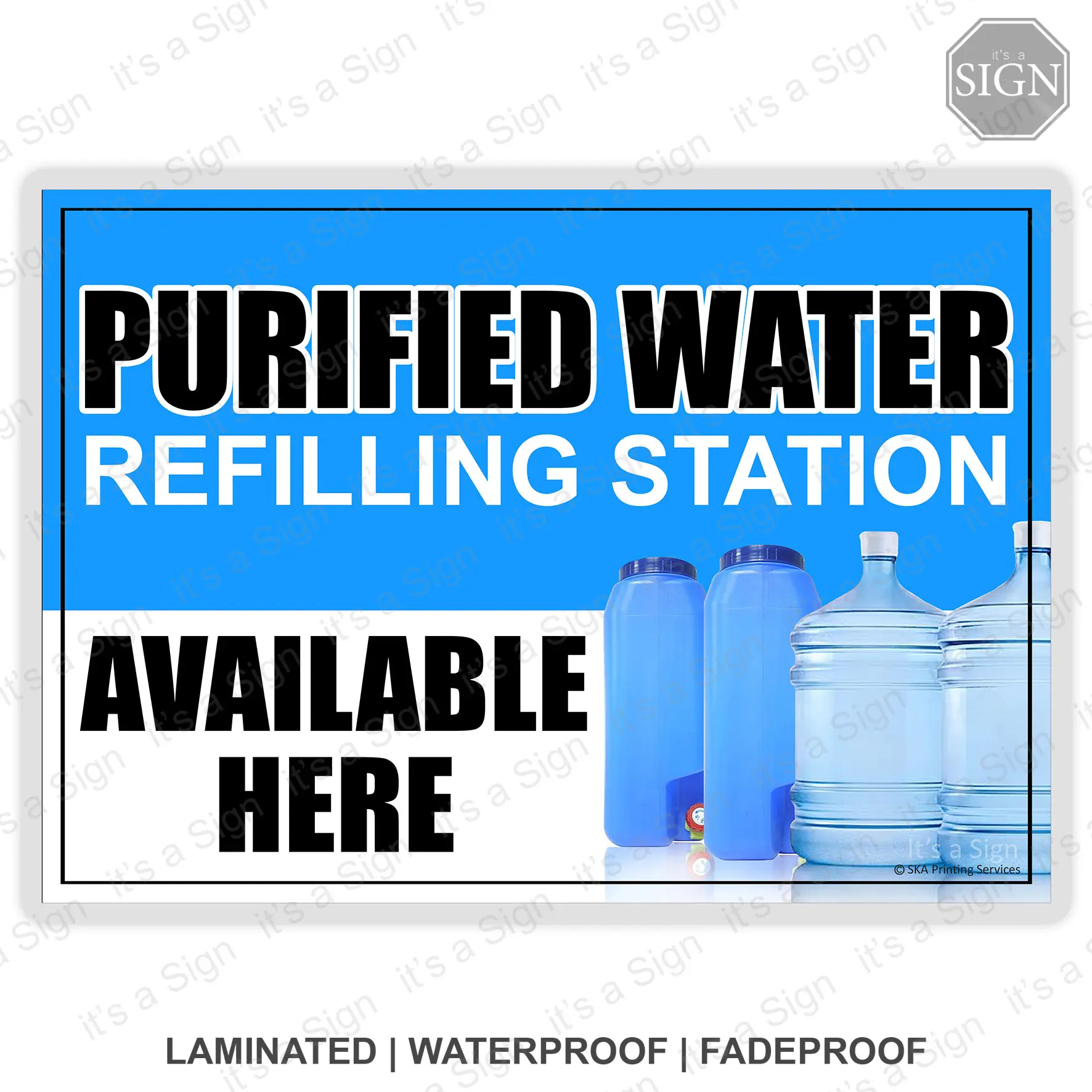 Purified Water Refilling Station Business Store - Laminated Signage ...