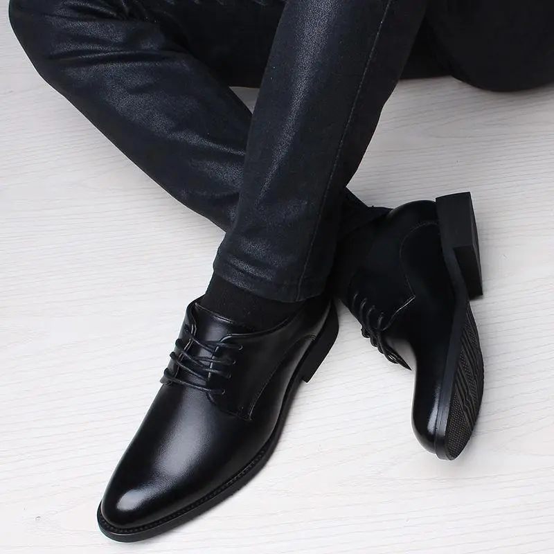 Men's Genuine Cowhide Business British Style Lace-up Fashion Versatile Formal Shoes