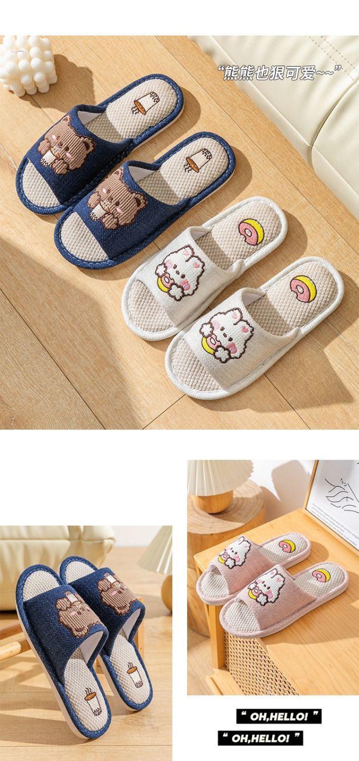 Product Introduction of Dép Vải Lanh,Dép Văn Phòng Đi Trong Nhà Hình Thỏ Donus & Gấu Trà Sữa Siêu Dễ Thương Cao Cấp New2025 - 4 Màu Sắc Cute - Slipper 19