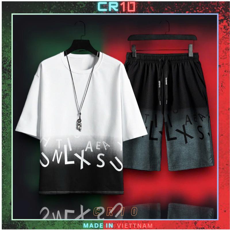 Bộ Quần Áo Cọc Tay Thể Thao Nam Nữ 30-90kg Chất Thun Lạnh Mát Mẻ Loang Chữ 3 MÀU . Mã BC