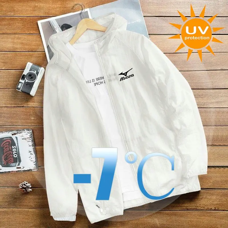 Mizuno Hooded Sun Protective Color Block Jacket, Men's Breathable UV Protection Clothing, Quick Drying Outra Thin Lightweight Long Sleeve For Summer, For Angling, Cycling, Hiking Outdoor Activities Same Style for Men and Women