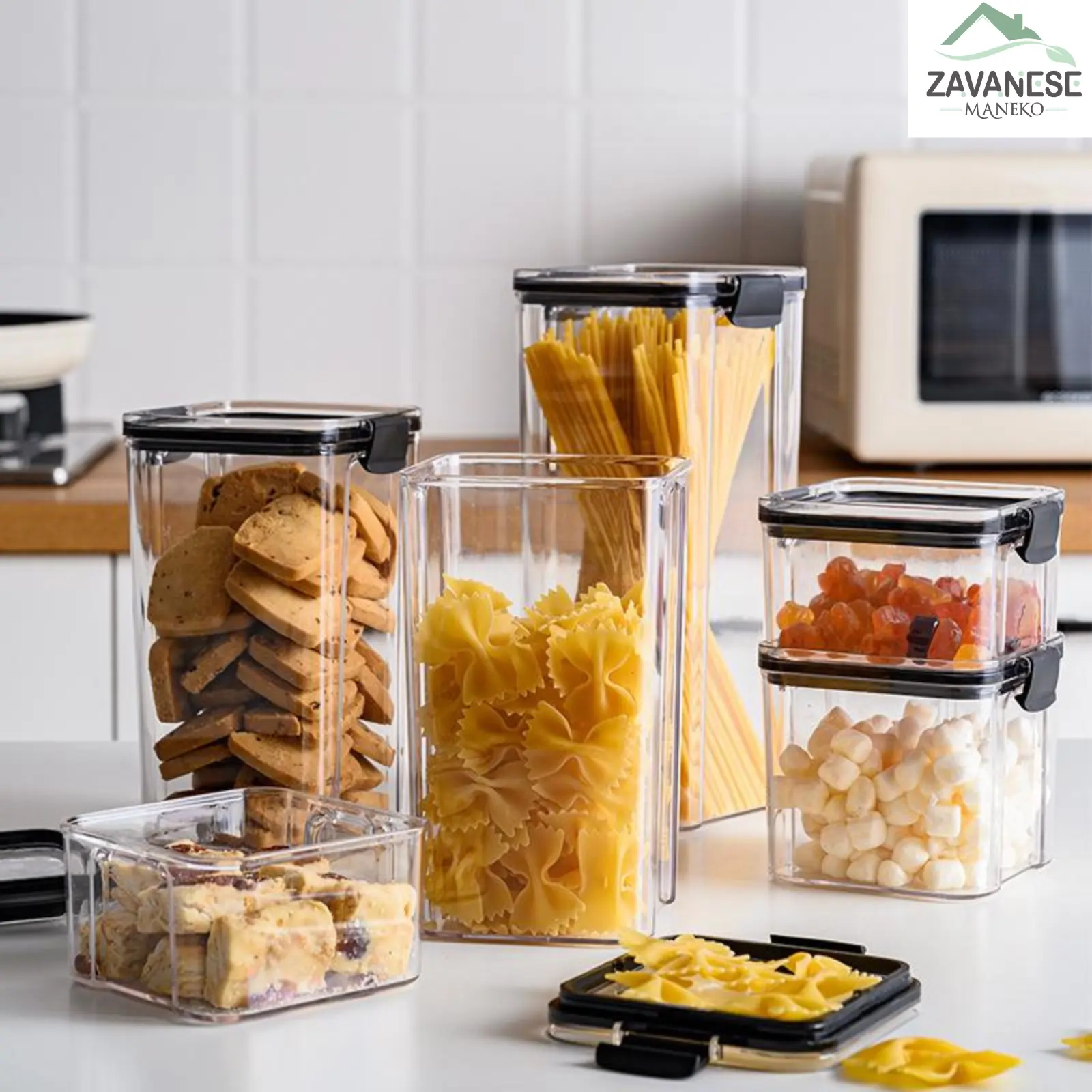 [COD] ZAVANESE TOPLES KONTAINER WADAH KEDAP UDARA TUTUP PUTIH DAN HITAM UNTUK MAKANAN DAN SNACK BISA TARO DI KULKAS 460ML/700ML/950ML/1300ML/1800ML - 074