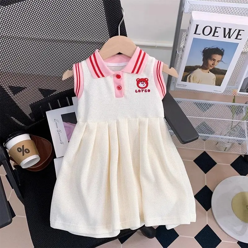 Váy Polo Ngắn Tay Cho Bé Gái Váy Công Chúa Đi Chơi Phong Cách Phương Tây Mùa Hè 2024 Mới Cho Bé Gái Váy Không Tay Thời Trang