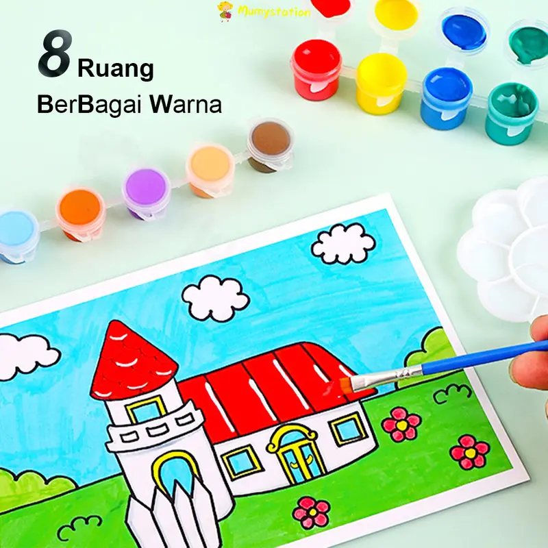 Mumystation Pot Cat Plastik Renteng Strip 8x5ml Kosong Empty paint cup 1