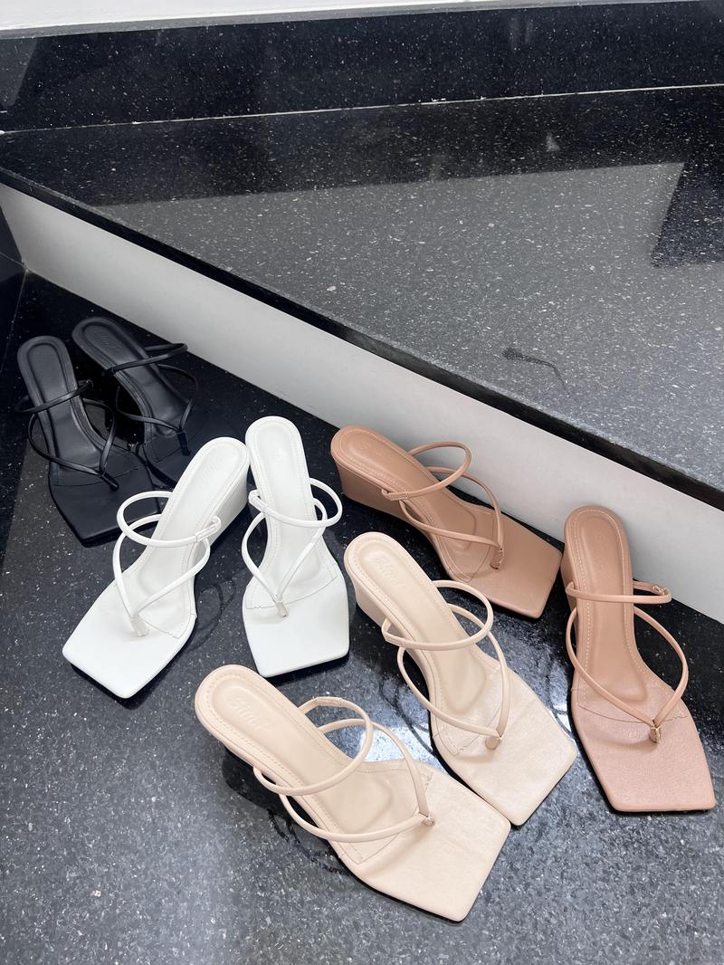 Product Introduction of Giày đế bằng SimP dép xuồng cao 5cm xỏ ngón quai mảnh mang được 2 kiểu - BIO DéP Shoes 17