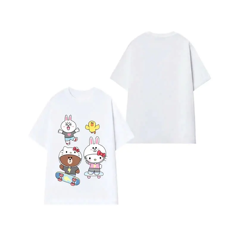 Áo Thun Trẻ Em Hình Gấu Nâu Và Hello Kitty Trượt Ván Siêu Đáng Yêu, Chất Vải Thun Cotton Dành Cho Bé 3