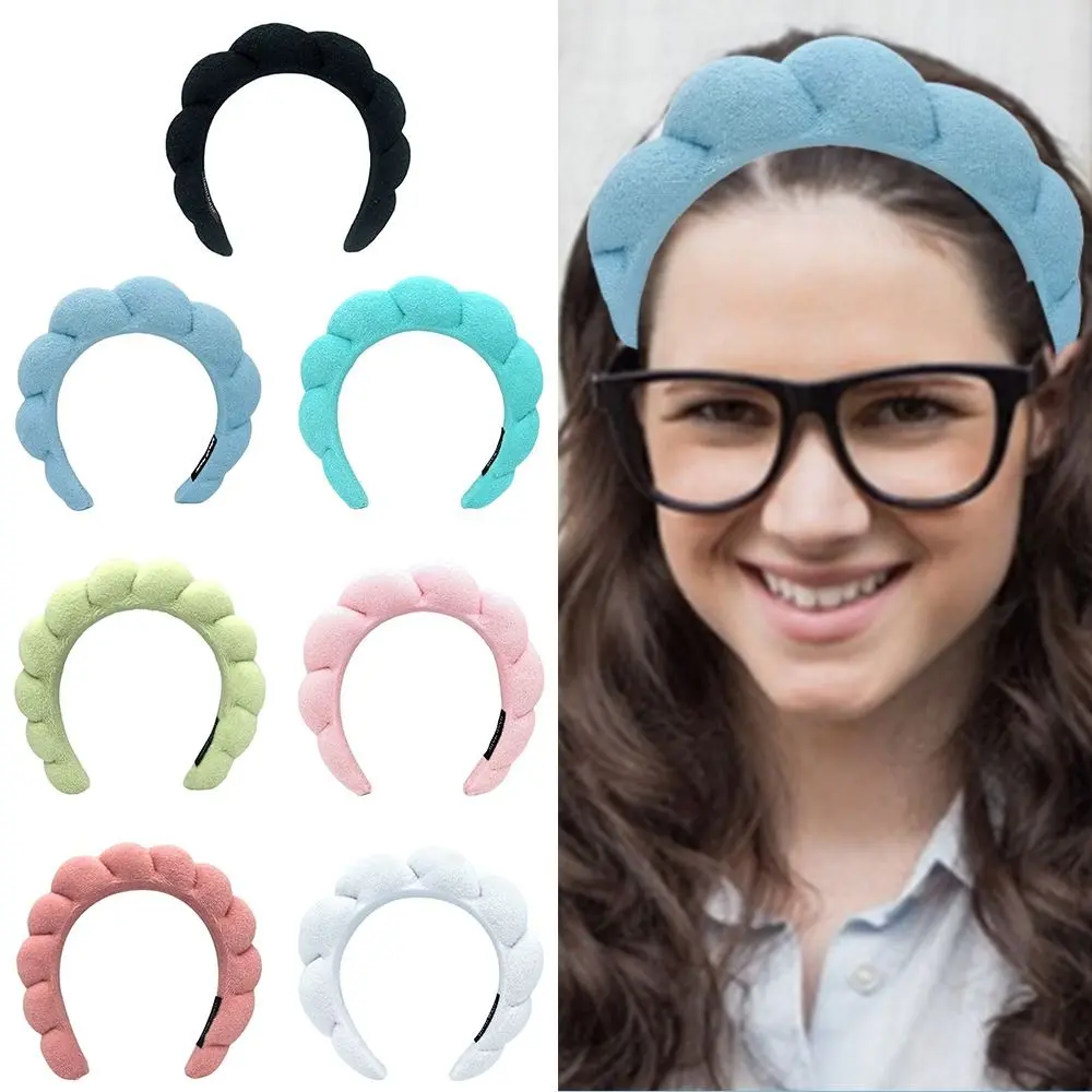 Hair Accessories Twist Hair Hoop Headwear for Washing Face Solid Color Sponge Headbands Spa Headband Braided Hairbands for Makeup