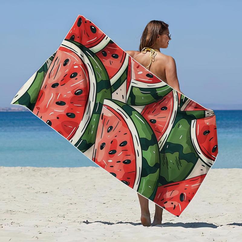 Watermelon Pattern Beach Towel, Lightweight Quick Drying Towel, Soft Absorbent Towel for Camping Yoga Swimming, Beach Towel for Women & Men 0