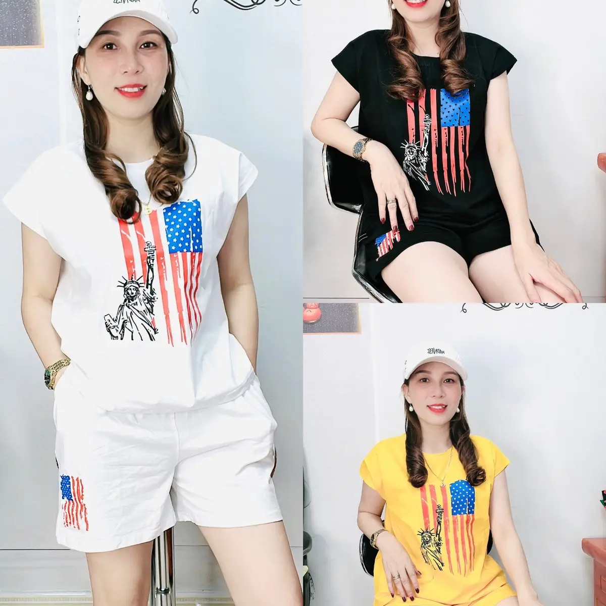 MÃ _D156:BỘ THUN THÁI TAY HẾN PHOM 40-65kg Chất cotton co giãn bốn chiều,mềm mịn mát.tay ngắn,quần đùi cạp chun Nữ