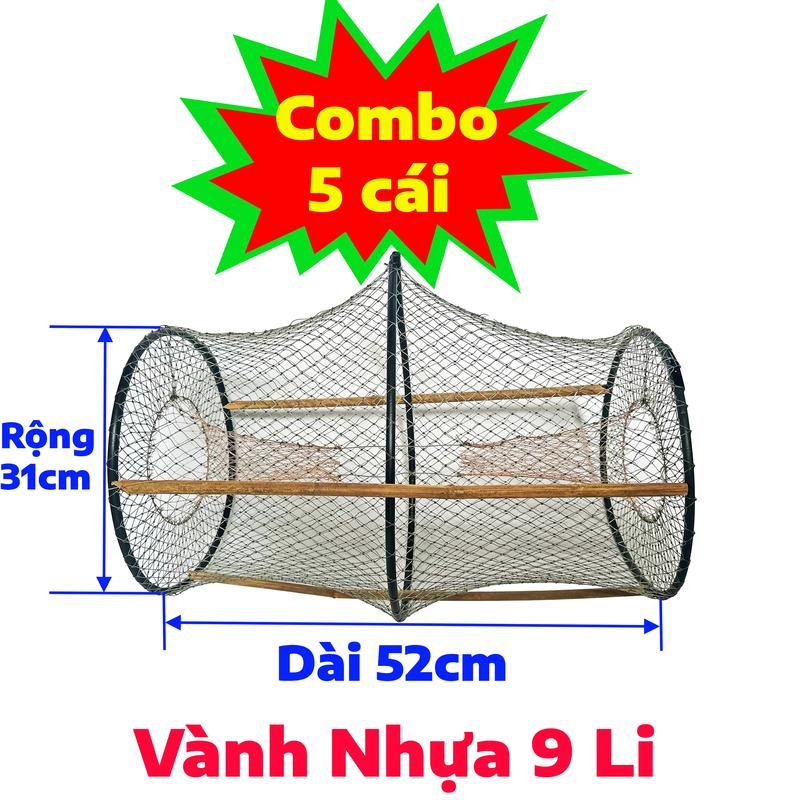 Combo 5 Lờ Cá Cải Tiến Vành Nhựa 9 Li