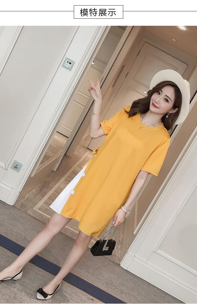 Product Introduction of Pregnant women's summer dress top loose large size Korean style bottoming shirt short sleeve mid-length T-shirt pregnant women's skirt pink  dress wrap  dress 11