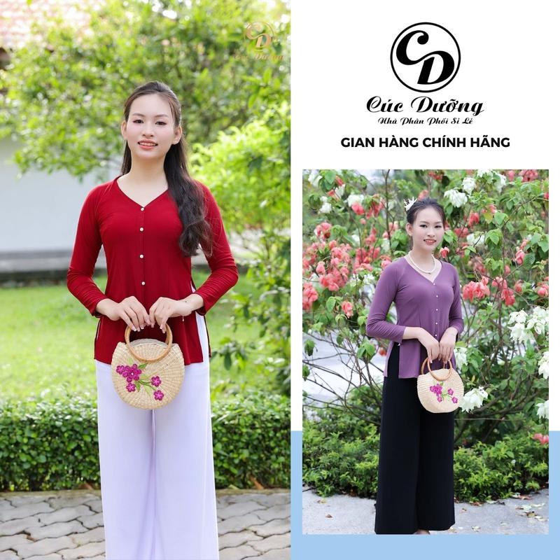 Áo Bà Ba Trơn Cổ Tim, Cách Tân, Xẻ Tà Thanh Lịch, Form Vừa Vặn Tôn Dáng, Đính Cúc Ngọc, Đi Chùa Đi Du Xuân - Basic Women Top