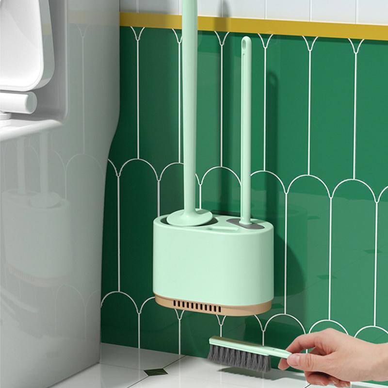 Product Introduction of Wall Mounted Toilet Brush Set, 1 Set Including Toilet Brush & Holder & Plunger, Household Bathroom Cleaning Tool Set 4