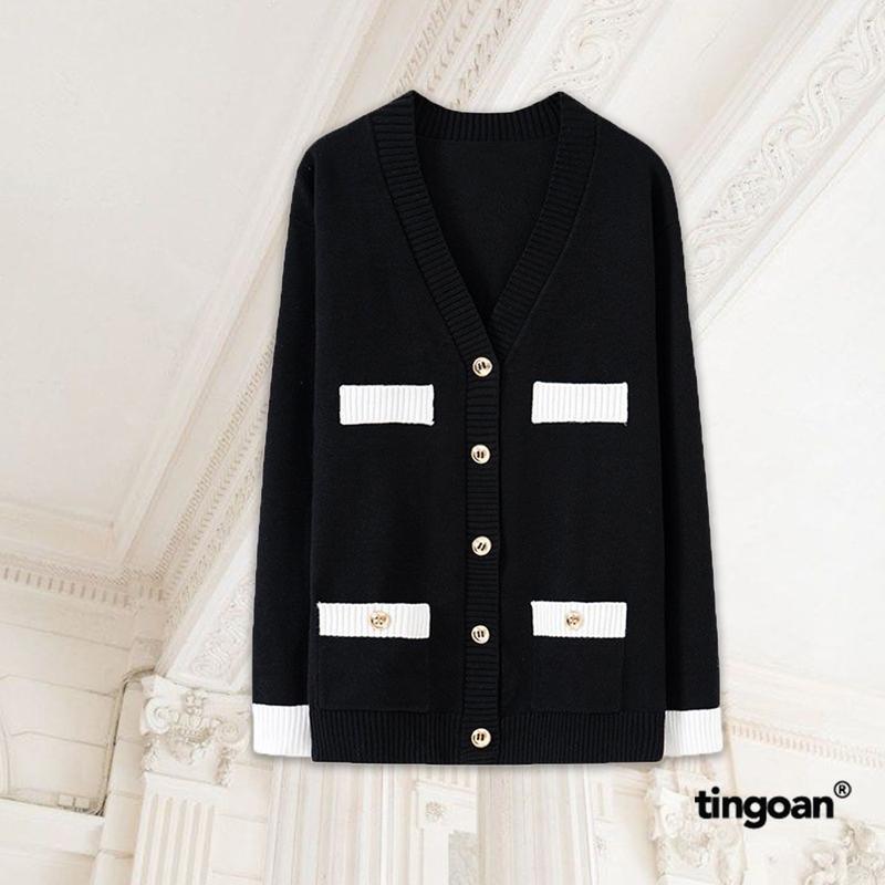 TINGOAN x TIKTOKSHOP - Áo khoác cardigan len xù viền túi trắng NAOMI CARDIGAN