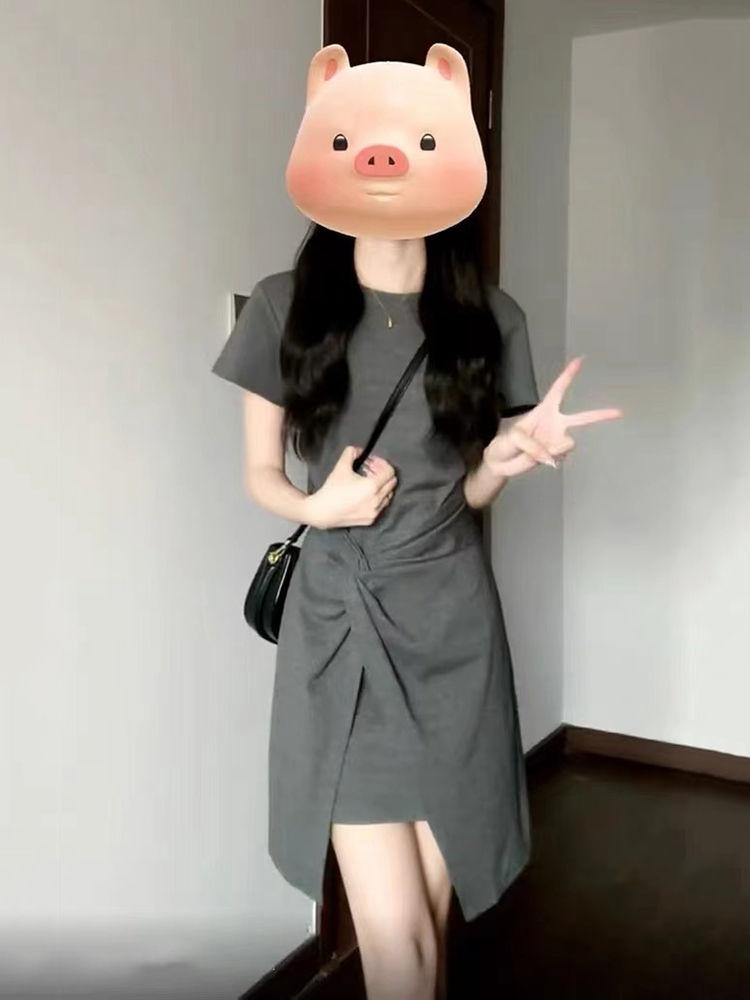 Product Introduction of Váy Corseted, Phong Cách Pháp, Xám Thanh Lịch, ngắn Tay, Cổ Tròn, Thiết Kế Đặc Biệt, Dành Cho Nữ, Mùa Hè 2024 Hàng Mới Về, Tiệc Trà, Váy Women Dress 4
