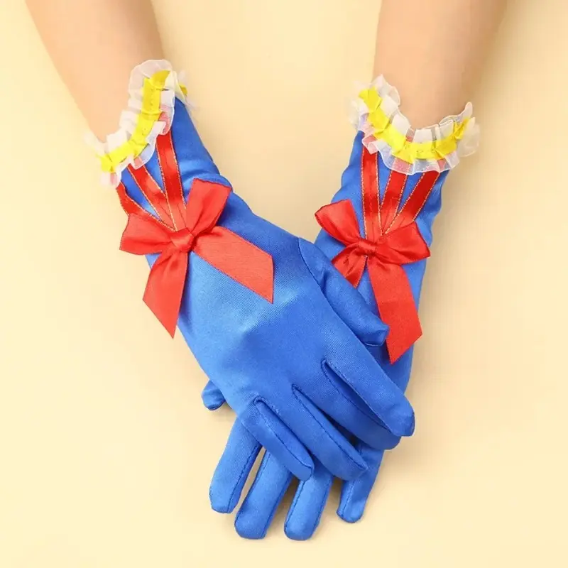 Children's Blue Bow Gloves Snow White Cosplay Dress Accessories