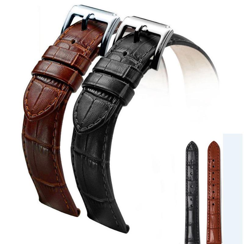16mm 20mm 22mm Soft Steel Buckle  Leather Sweatband Watch Band Strap Wrist Watchband Sports Belt 0