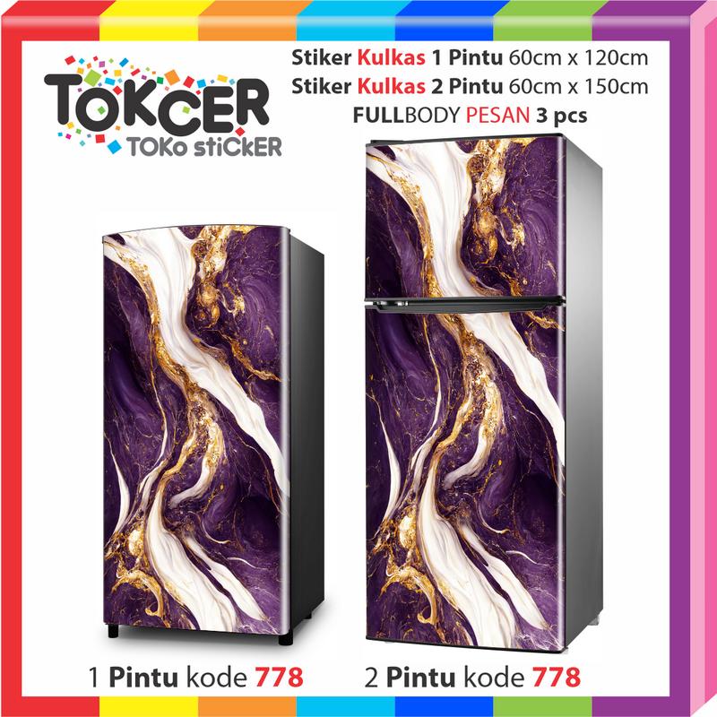 STIKER Kulkas 1 Pintu atau 2 Pintu Motif MARMER MEWAH Keren Sticker 6