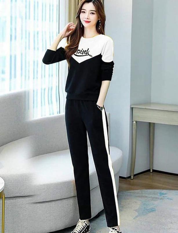 Set Đồ Bộ Nữ Cotton Tay Dài Phối Màu Dáng Thể Thao Sport Chạy Bộ Tập Thể Dục Thể Dục Tập Gym