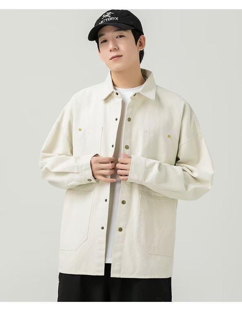 Product Introduction of Men's washed vintage long sleeve work shirt Artistic style cotton large size shirt jacket 8