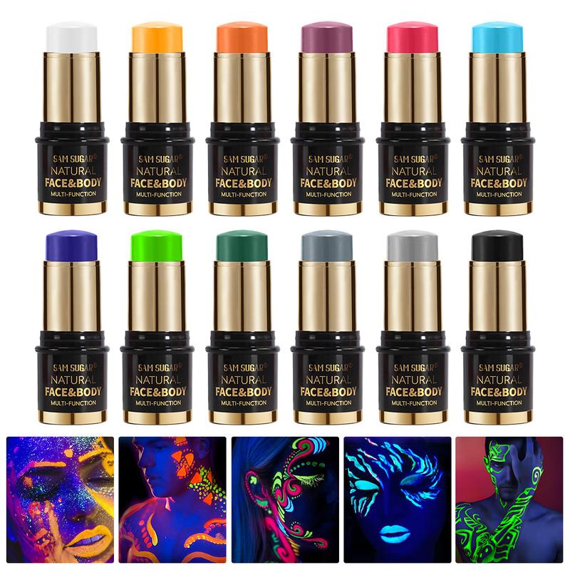 SAM SUGAR 12 Màu UV Halloween Sơn Huỳnh Quang Dán Mặt Cơ Thể Kem Trang Điểm Tiệc Sân Khấu -Xiii 0
