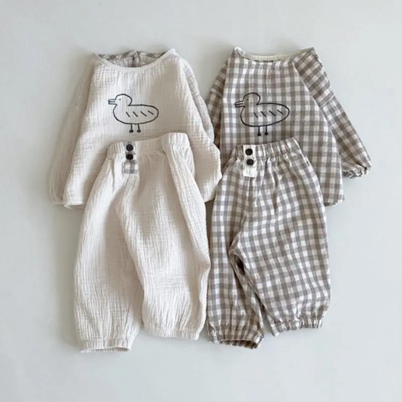 Quần Áo Trẻ Em Bé Bộ Đồ Hai Mảnh, Thích Hợp Cho Mùa Xuân Và Mùa Thu, Mỏng Và Thường Ngày, Làm Bằng Bông Và Vải Lanh, Thích Hợp Cho Trẻ Nhỏ, Có Thể Dùng Cho Bé Trai Và Bé Gái, Sáu Thích Hợp Cho Trẻ Một Tháng Tuổi, Quần Áo Mùa Xuân Và Mùa Thu Và Mùa Hè