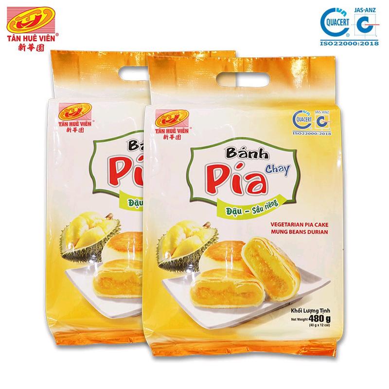 Bánh pía đậu sầu riêng chay Tân Huê Viên 480g (12 cái x40g)