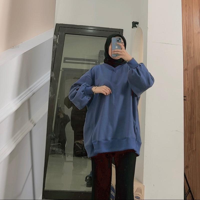 Oversize Sweater  Belah Pinggir Sweater Oblong Wanita Korean style versi dinafshn 3
