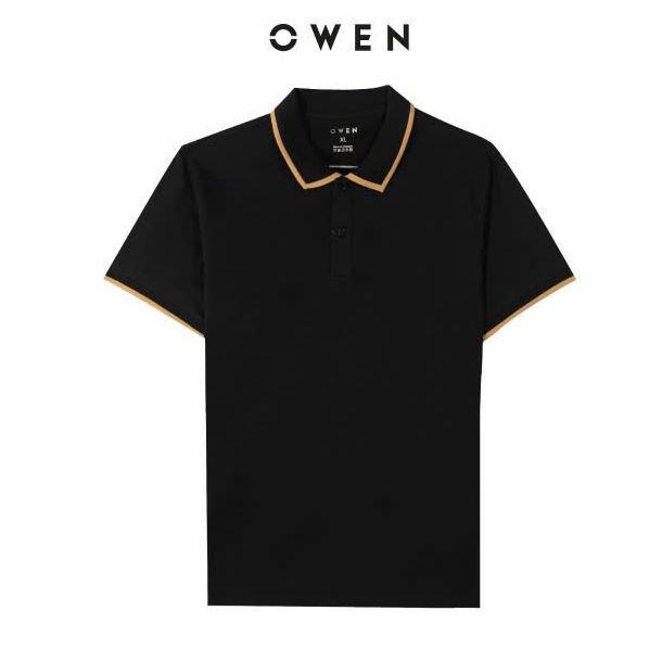OWEN - Áo Polo Nam Owen Đen Phối Viền Vàng 231381 - Form Bodyfit Menswear Top