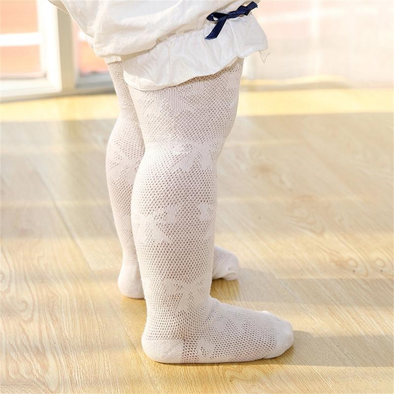 Quần Tất Trẻ Em Cho Bé Gái, 0, 6, 12, 24 Tháng, 2T, 4T, 6T, 8T, Lưới In Hình Nơ, Tất Lưới, Quần Legging Co Giãn Có Chân 1